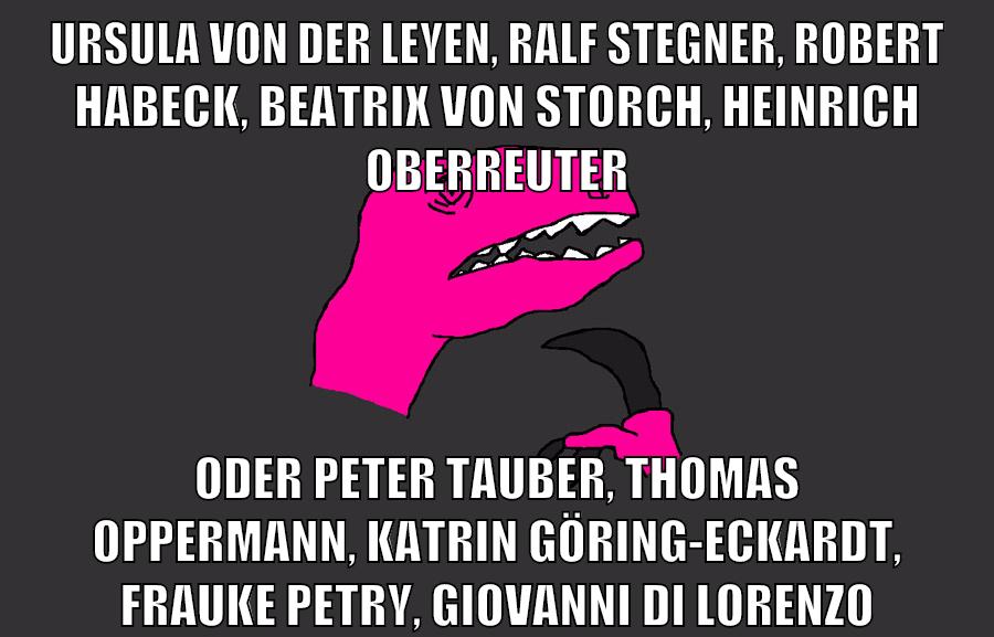 Ursula von der Leyen, Ralf Stegner, Robert Habeck, Beatrix von Storch, Heinrich Oberreuter oder Peter Tauber, Thomas Oppermann, Katrin Göring-Eckardt, Frauke Petry, Giovanni di Lorenzo