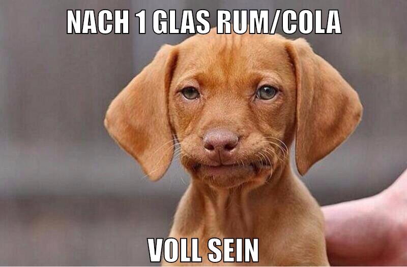 nach 1 glas rum/cola voll sein