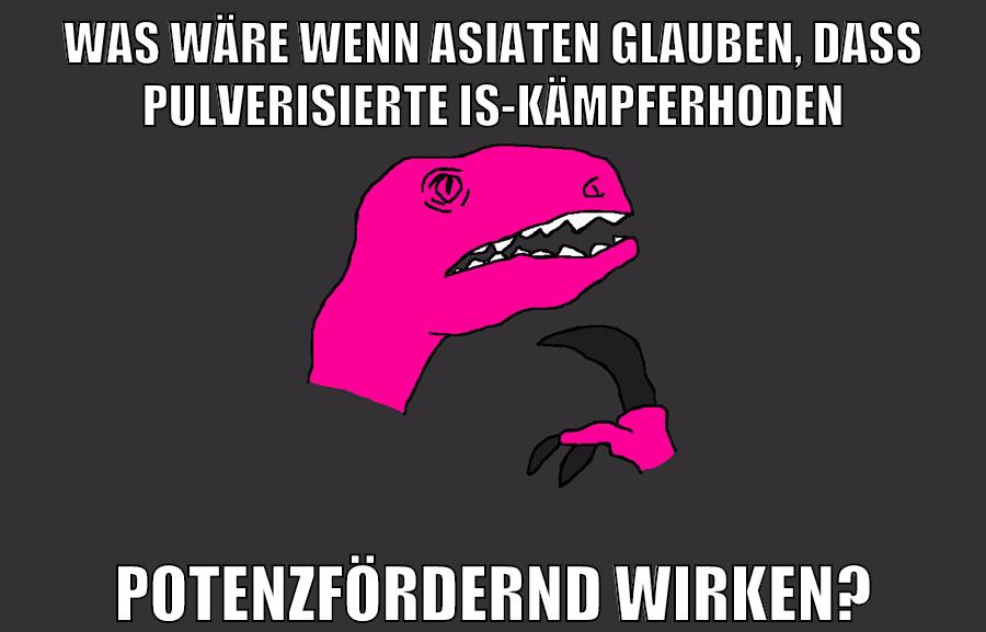 Was wäre wenn Asiaten glauben, dass pulverisierte IS-Kämpferhoden potenzfördernd wirken?