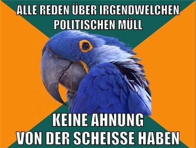alle reden über irgendwelchen politischen müll keine ahnung von der scheiße haben