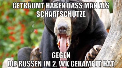 geträumt haben dass man als scharfschütze gegen die russen im 2. wk gekämpft hat