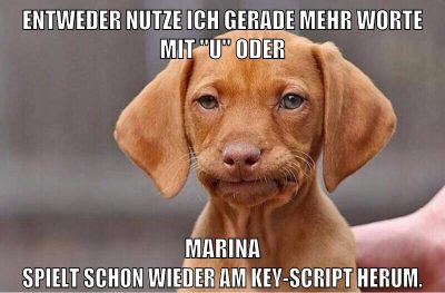 Entweder nutze ich gerade mehr Worte mit "u" oder Marina spielt schon wieder am Key-Script herum.