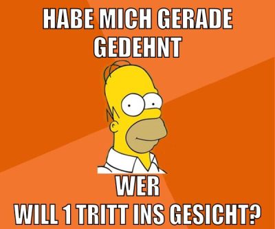 habe mich gerade gedehnt wer will 1 tritt ins gesicht?