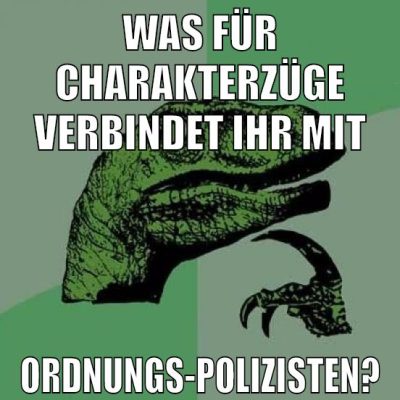 WAS FÜR CHARAKTERZÜGE VERBINDET IHR MIT ORDNUNGS-POLIZISTEN?