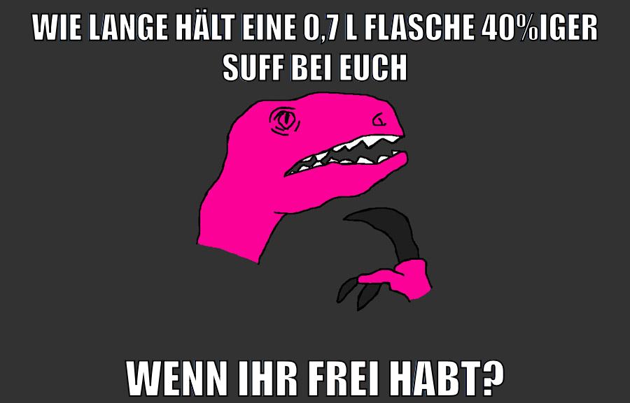 Wie lange hält eine 0,7 l flasche 40%iger suff bei euch wenn ihr frei habt?
