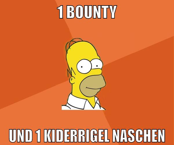 1 bounty und 1 kiderrigel naschen