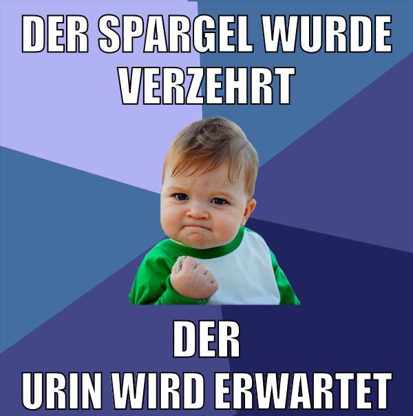 der spargel wurde verzehrt der urin wird erwartet