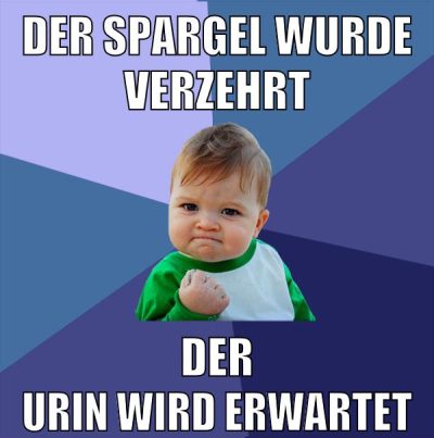 der spargel wurde verzehrt der urin wird erwartet