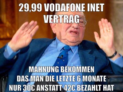 29,99 vodafone inet vertrag mahnung bekommen das man die letzte 6 monate nur 30€ anstatt 42€ bezahlt hat