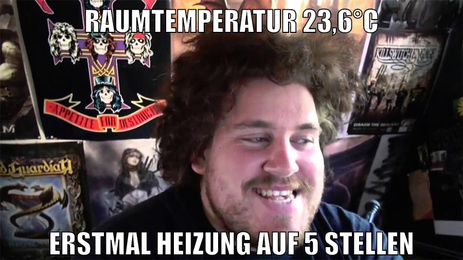 raumtemperatur 23,6°C erstmal heizung auf 5 stellen