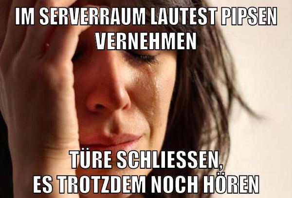 im serverraum lautest pipsen vernehmen türe schliessen, es trotzdem noch hören