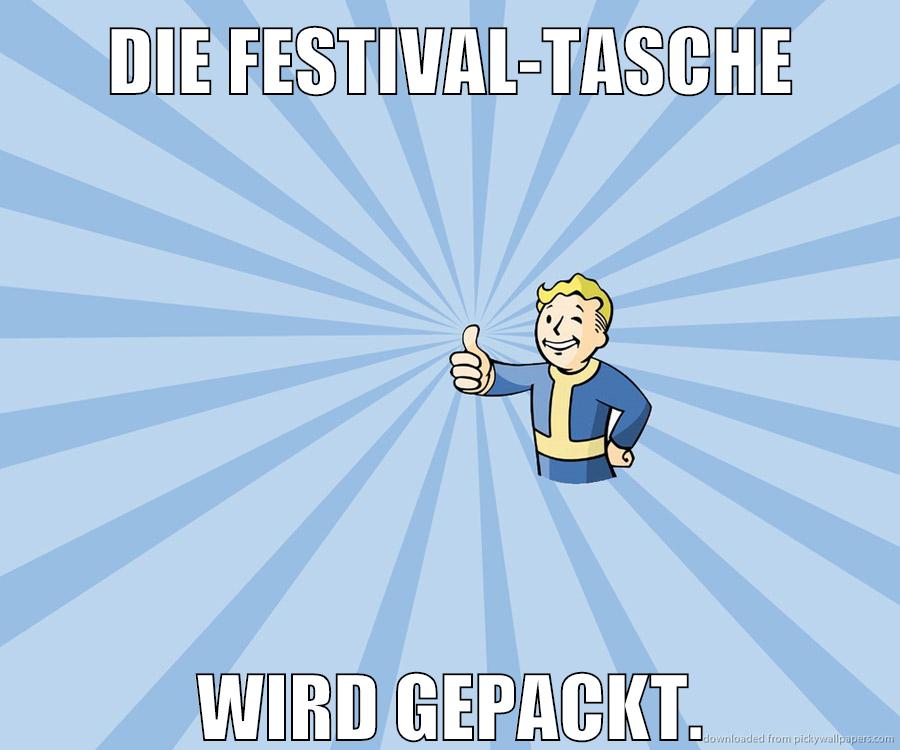Die Festival-Tasche wird gepackt.