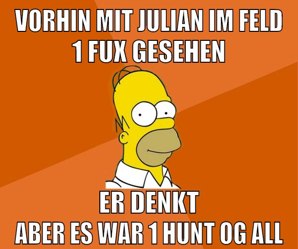 vorhin mit julian im feld 1 fux gesehen er denkt aber es war 1 hunt og all