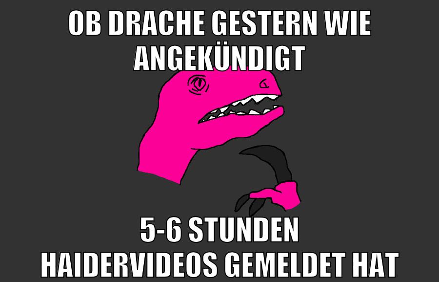 ob drache gestern wie angekündigt 5-6 stunden haidervideos gemeldet hat