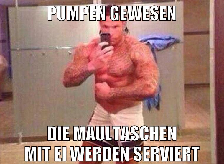 Pumpen gewesen Die Maultaschen mit Ei werden serviert