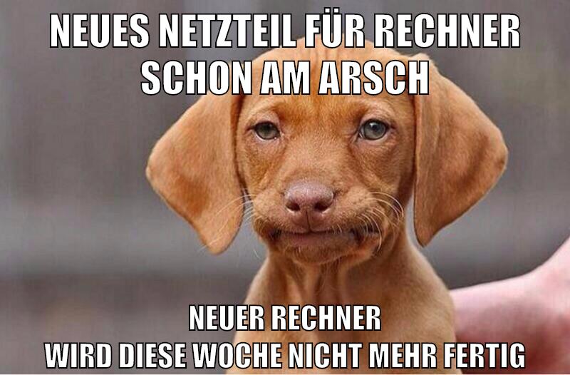 Neues Netzteil für Rechner schon am Arsch Neuer Rechner wird diese Woche nicht mehr fertig