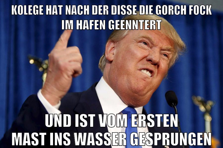 kolege hat nach der disse die gorch fock im hafen geenntert und ist vom ersten mast ins wasser gesprungen