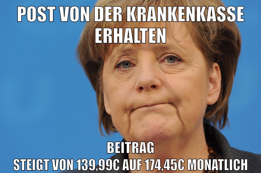 Post von der Krankenkasse erhalten Beitrag steigt von 139,99€ auf 174,45€ monatlich