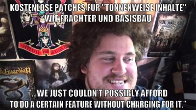 kostenlose Patches für "tonnenweise Inhalte" wie Frachter und Basisbau "...we just couldn’t possibly afford to do a certain feature without charging for it.”
