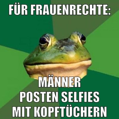 Für Frauenrechte: Männer posten Selfies mit Kopftüchern