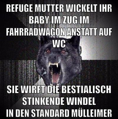 refuge mutter wickelt ihr baby im zug im fahrradwagon anstatt auf wc sie wirft die bestialisch stinkende windel in den standard mülleimer