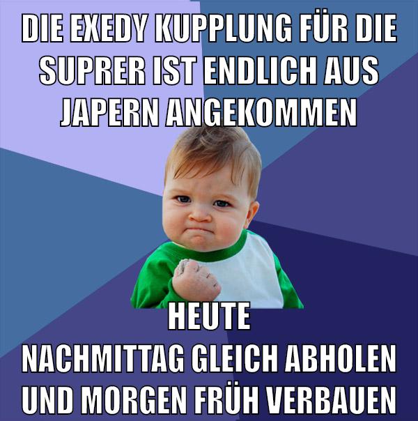 die exedy kupplung für die suprer ist endlich aus japern angekommen heute nachmittag gleich abholen und morgen früh verbauen