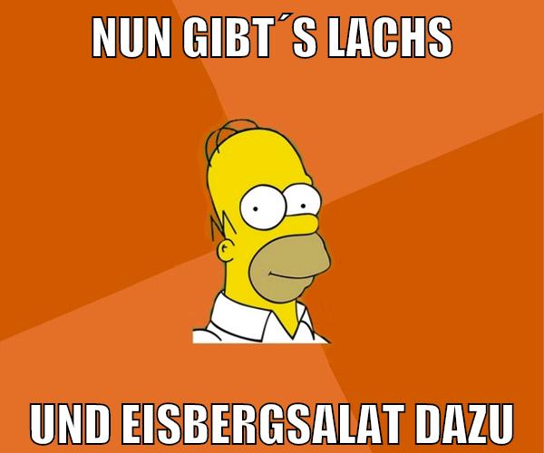 Nun gibt´s Lachs und Eisbergsalat dazu