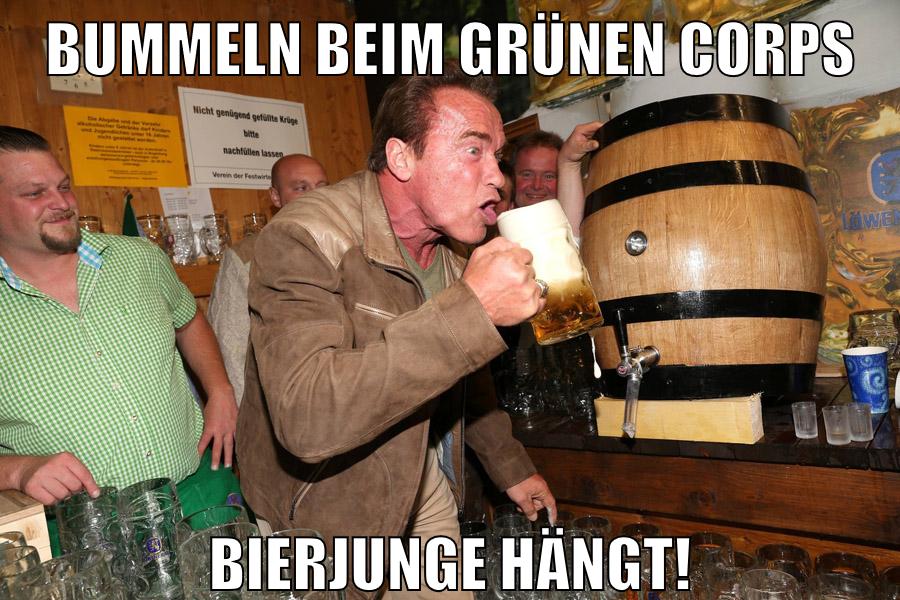 bummeln beim grünen corps bierjunge hängt!