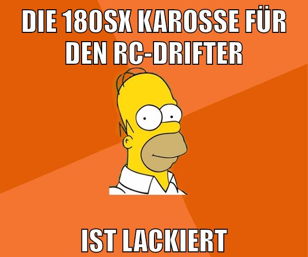 die 180sx karosse für den rc-drifter ist lackiert