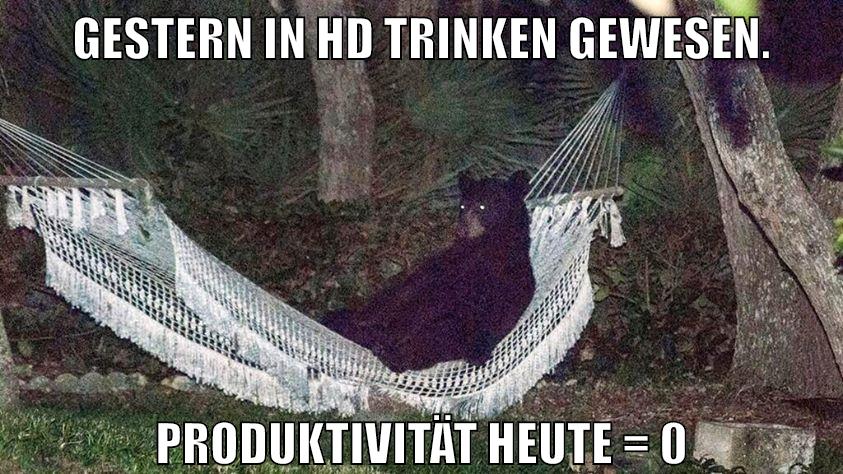 Gestern in HD trinken gewesen. Produktivität heute = 0