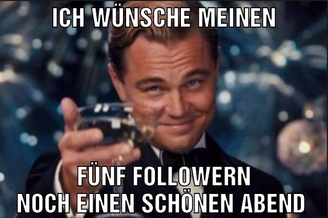 Ich wünsche meinen Fünf followern noch einen schönen abend