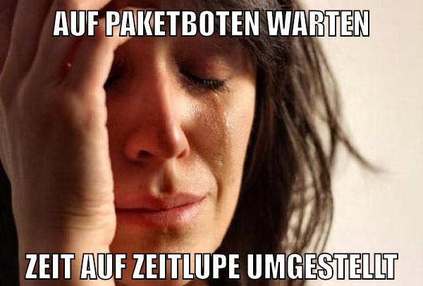 auf paketboten warten zeit auf zeitlupe umgestellt