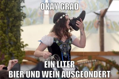 okay grad ein liter bier und wein ausgeondert