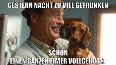 gestern nacht zu viel getrunken schon einen ganzen eimer vollgekotzt