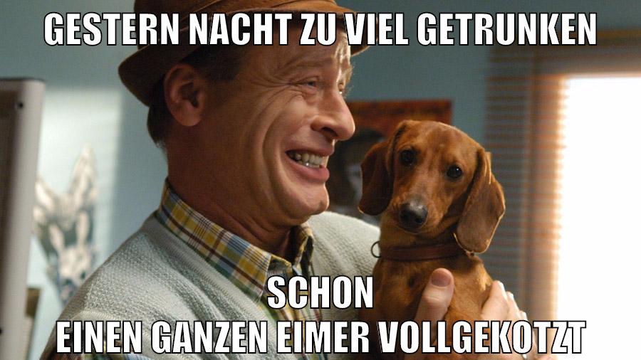 gestern nacht zu viel getrunken schon einen ganzen eimer vollgekotzt