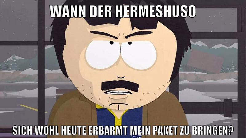 wann der hermeshuso sich wohl heute erbarmt mein paket zu bringen?