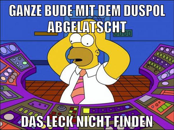 ganze bude mit dem duspol abgelatscht das leck nicht finden
