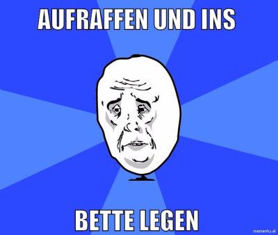 aufraffen und ins bette legen