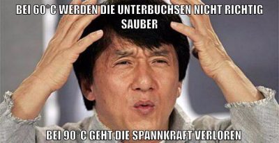 bei 60°C werden die unterbuchsen nicht richtig sauber bei 90°C geht die spannkraft verloren