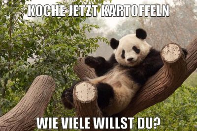 koche jetzt kartoffeln wie viele willst du?