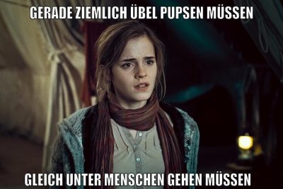 gerade ziemlich übel pupsen müssen gleich unter Menschen gehen müssen