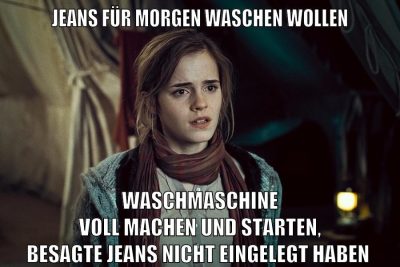 jeans für morgen waschen wollen waschmaschine voll machen und starten, besagte jeans nicht eingelegt haben