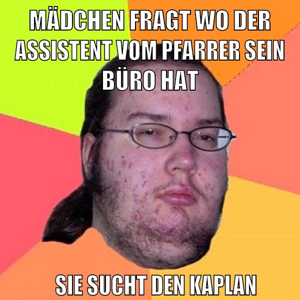Mädchen fragt wo der assistent vom pfarrer sein büro hat sie sucht den Kaplan