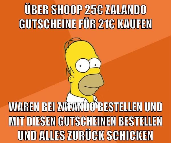 über shoop 25€ zalando gutscheine für 21€ kaufen waren bei zalando bestellen und mit diesen gutscheinen bestellen und alles zurück schicken