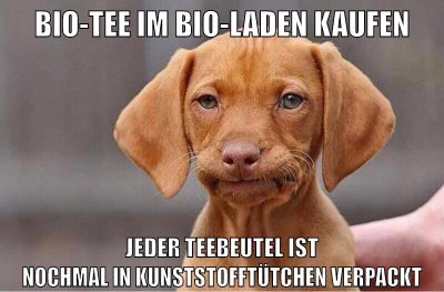 Bio-Tee im Bio-Laden kaufen jeder teebeutel ist nochmal in Kunststofftütchen verpackt