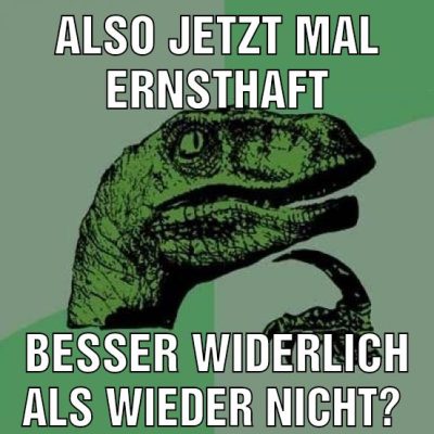 Also jetzt mal ernsthaft Besser widerlich als wieder nicht?