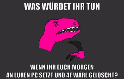 was würdet ihr tun wenn ihr euch morgen an euren pc setzt und 4f wäre gelöscht?