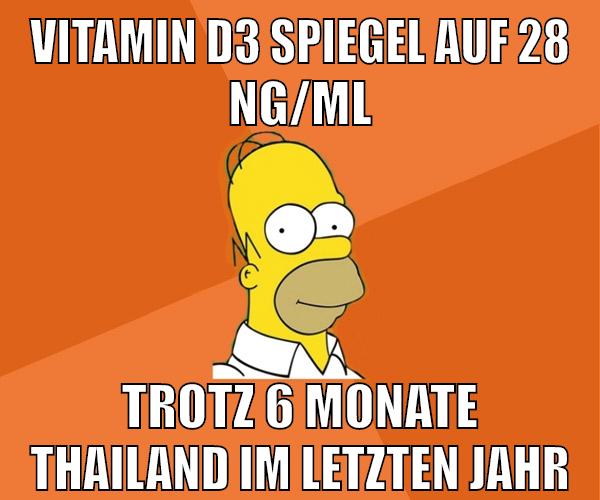 vitamin d3 spiegel auf 28 ng/ml trotz 6 monate thailand im letzten jahr