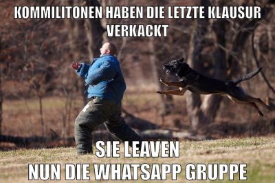 Kommilitonen haben die letzte Klausur verkackt Sie leaven nun die WhatsApp Gruppe