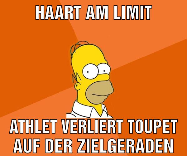 haart am limit athlet verliert toupet auf der zielgeraden